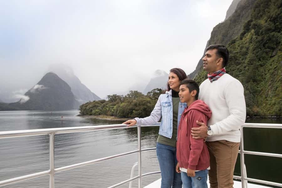 From Queenstown Milford Sound Cruise & Glass-Roof Coach Tour - The Pride of Milford cruise beneath Mitre Peak