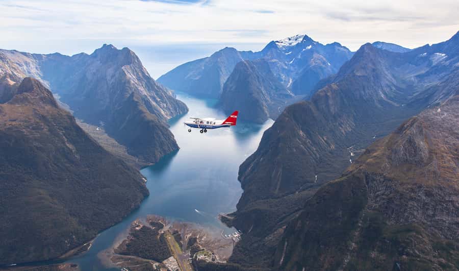 From Queenstown: Scenic Flight to Milford Sound - Leaving Queenstown over Central Otago