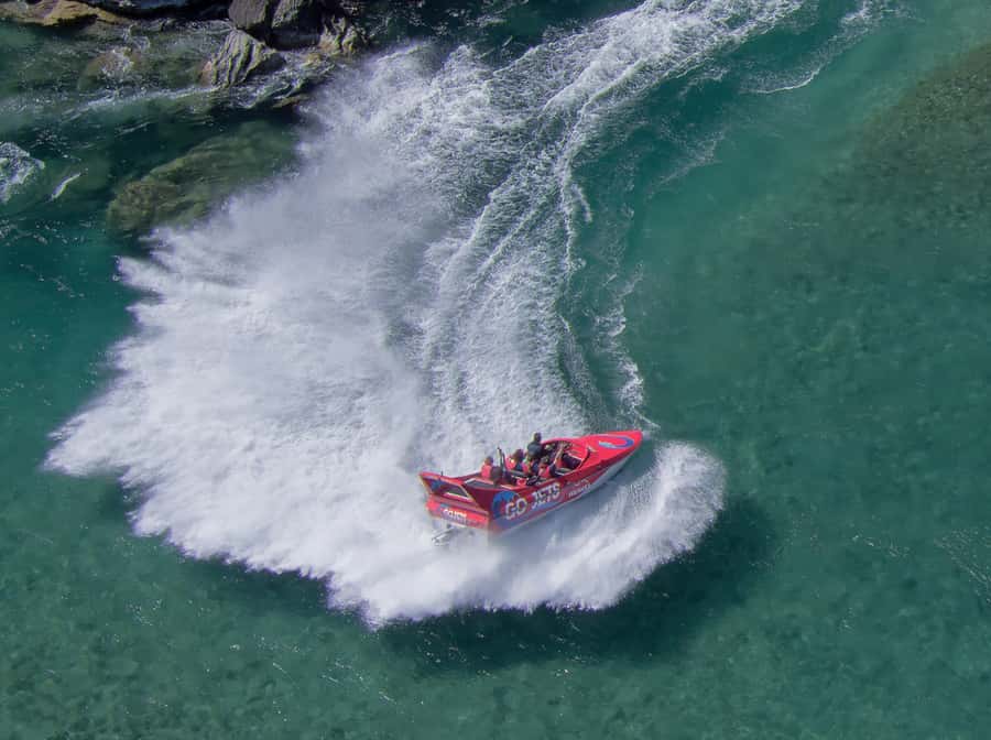 Go Jets Wanaka Clutha River Jet Boat Experience - A fast start at the Albert Town boat ramp