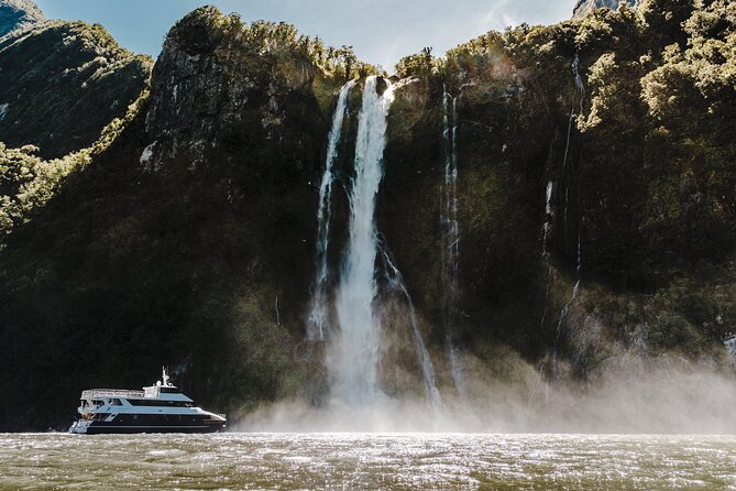 Milford Sound Luxury Lunch Cruise onboard The Fiordland Jewel - Lady Bowen Falls and Milford Sound’s falling water
